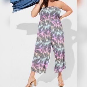 Torrid Crop Gauze Smocked Strapless Beach Jumpsuit 💜